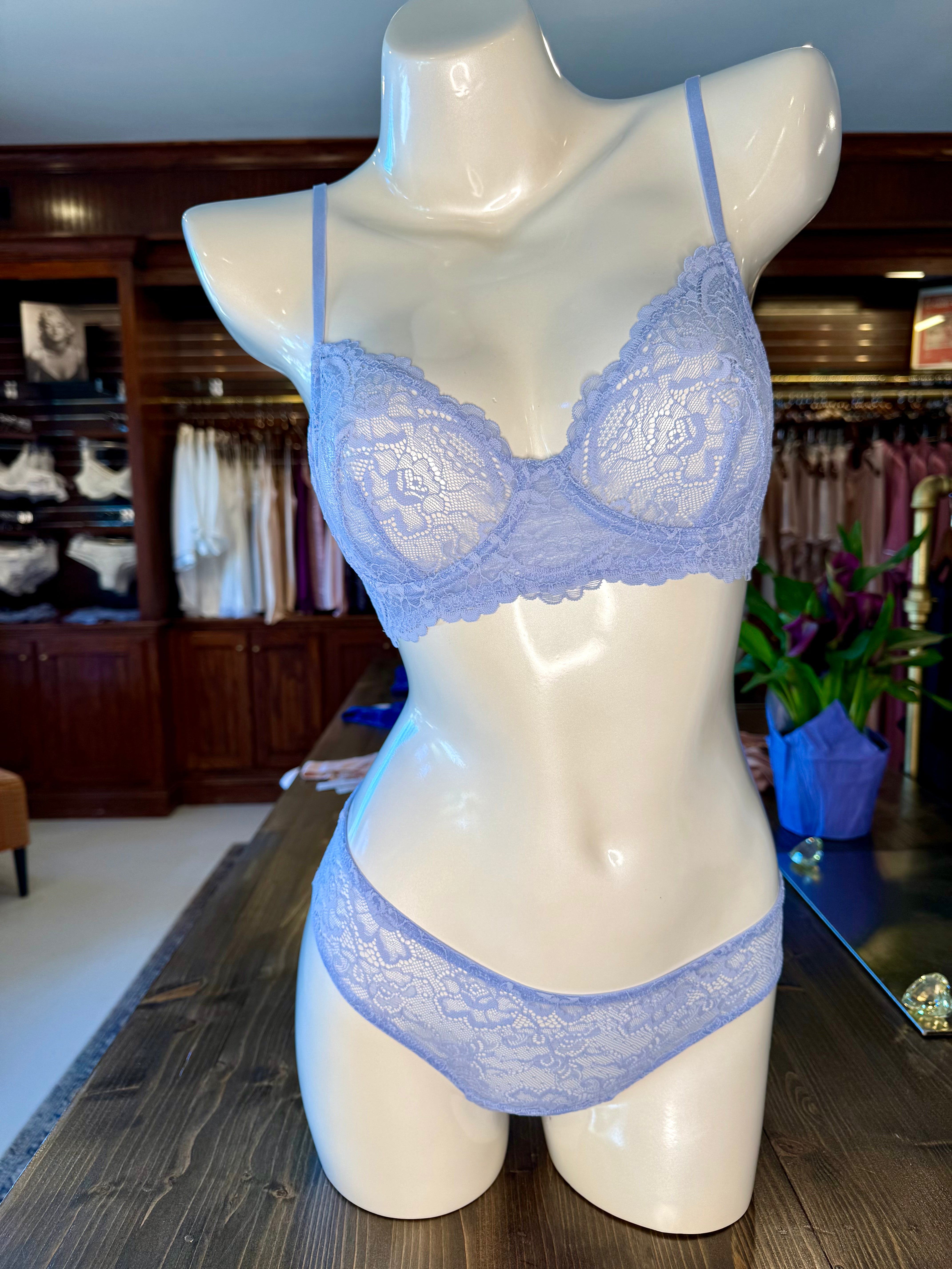 Samantha Chang All Lace Amour Brief - Serenity Blue