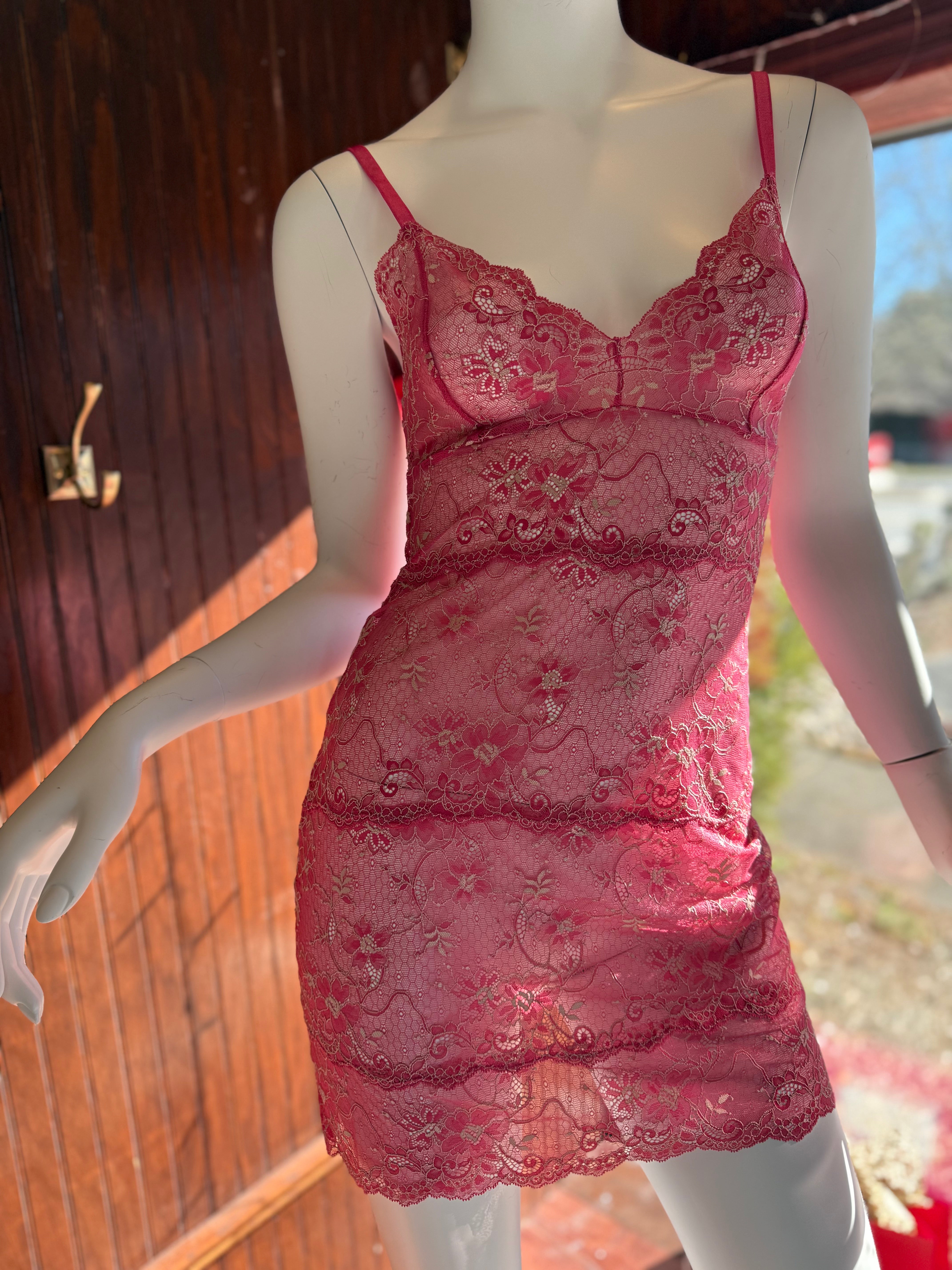 Samantha Chang All Lace Slip- Strawberry
