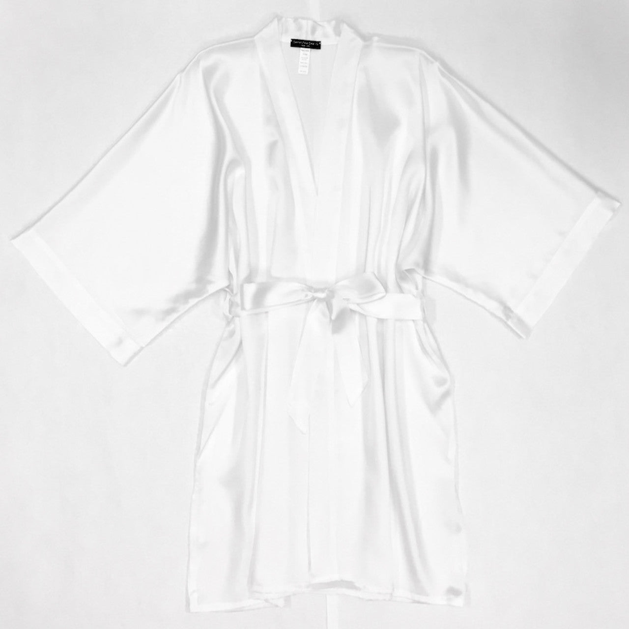 Samantha Chang Bridal Satin Short Robe- White