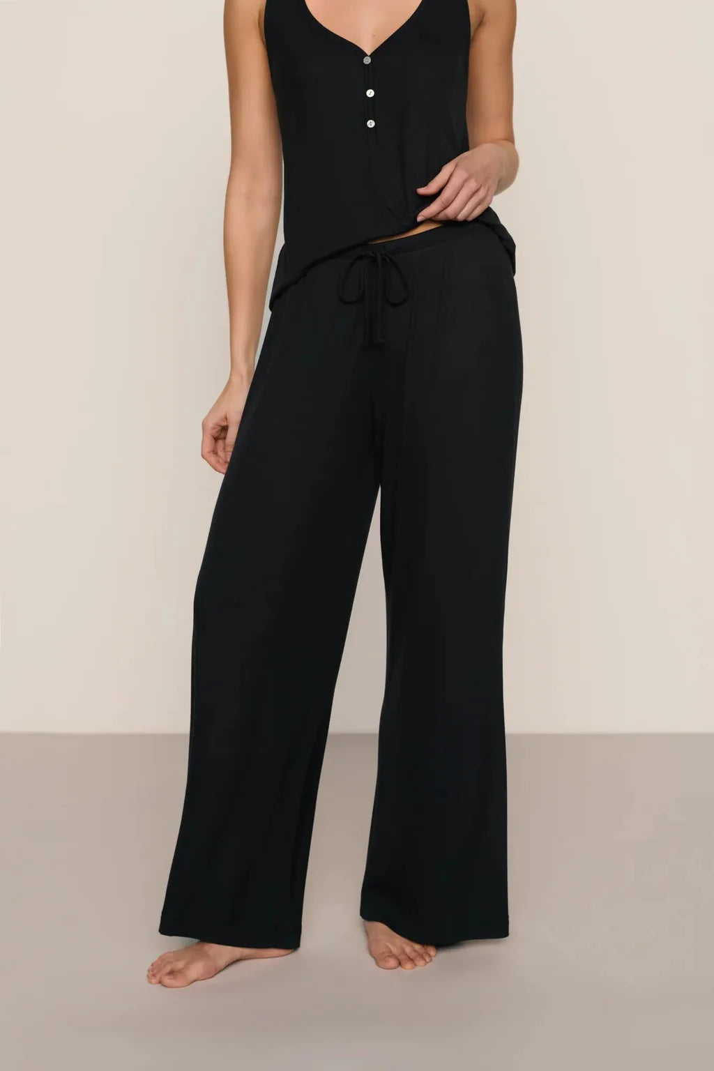 Eberjey Dream Rib Wide Leg Pant - Black