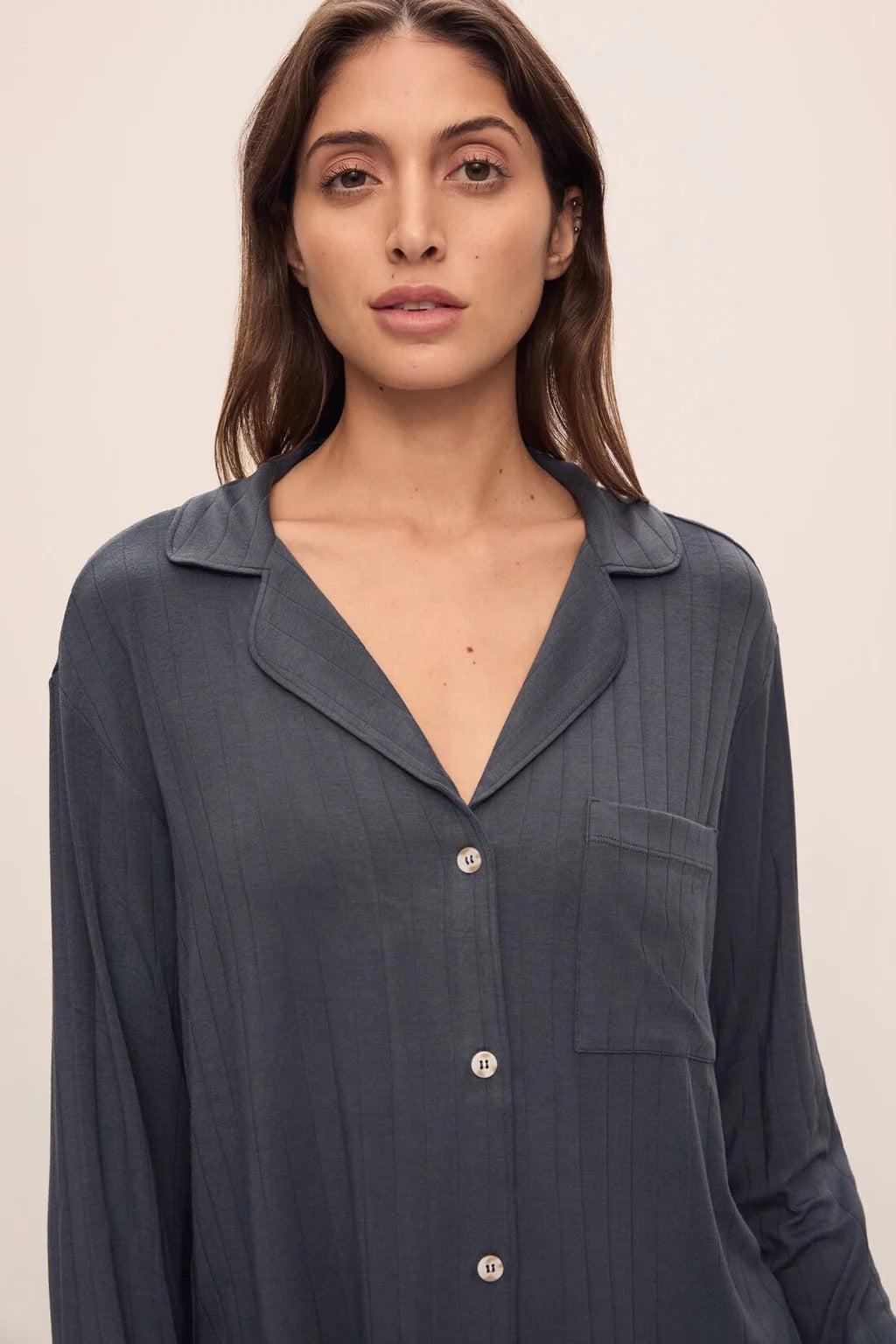 Eberjey Gisele Modal Rib Long Pj Set -Graphite