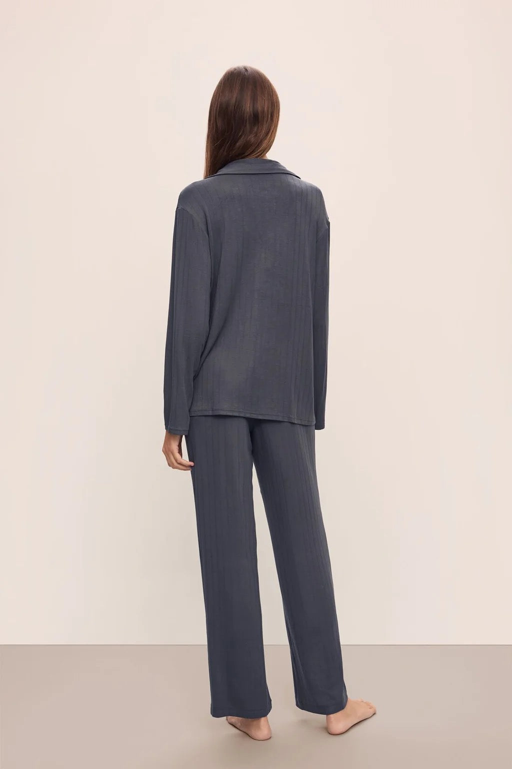 Eberjey Gisele Modal Rib Long Pj Set -Graphite