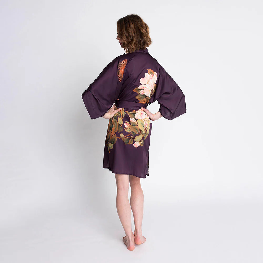 Kimono Short Robe -Plum