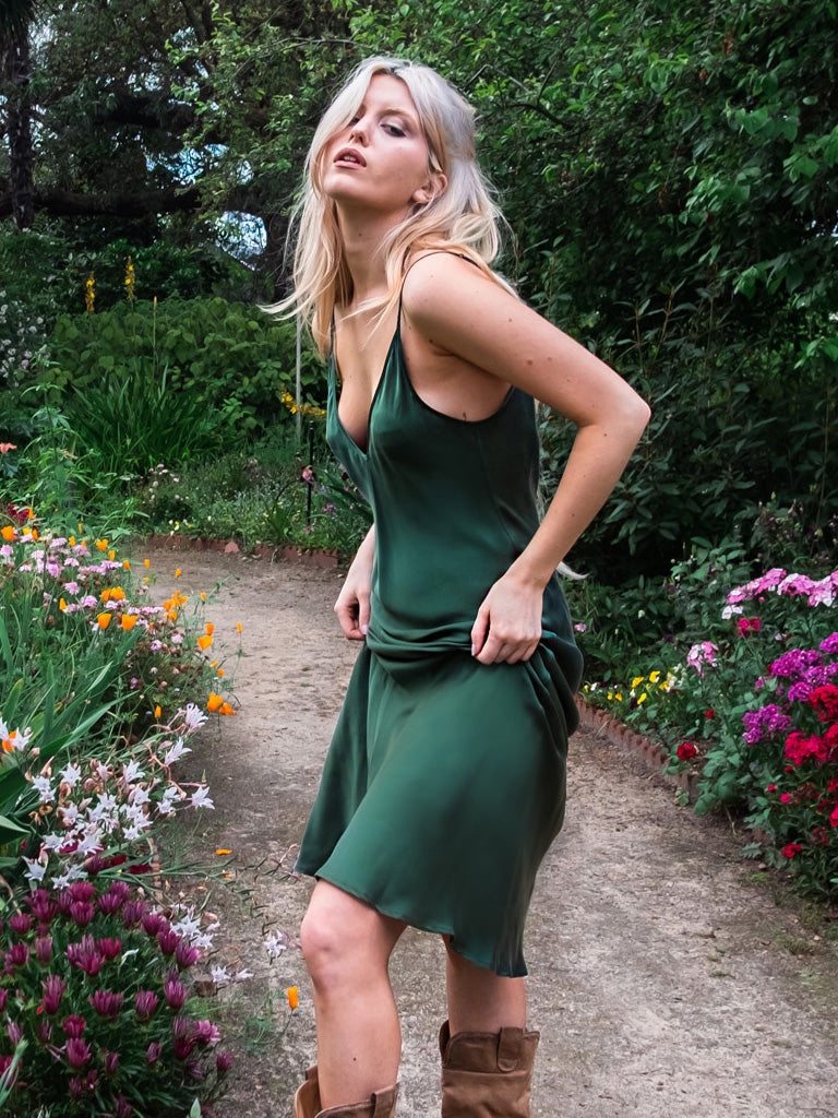 Five Kisses Elvira Maxi Slip Dress- Emerald
