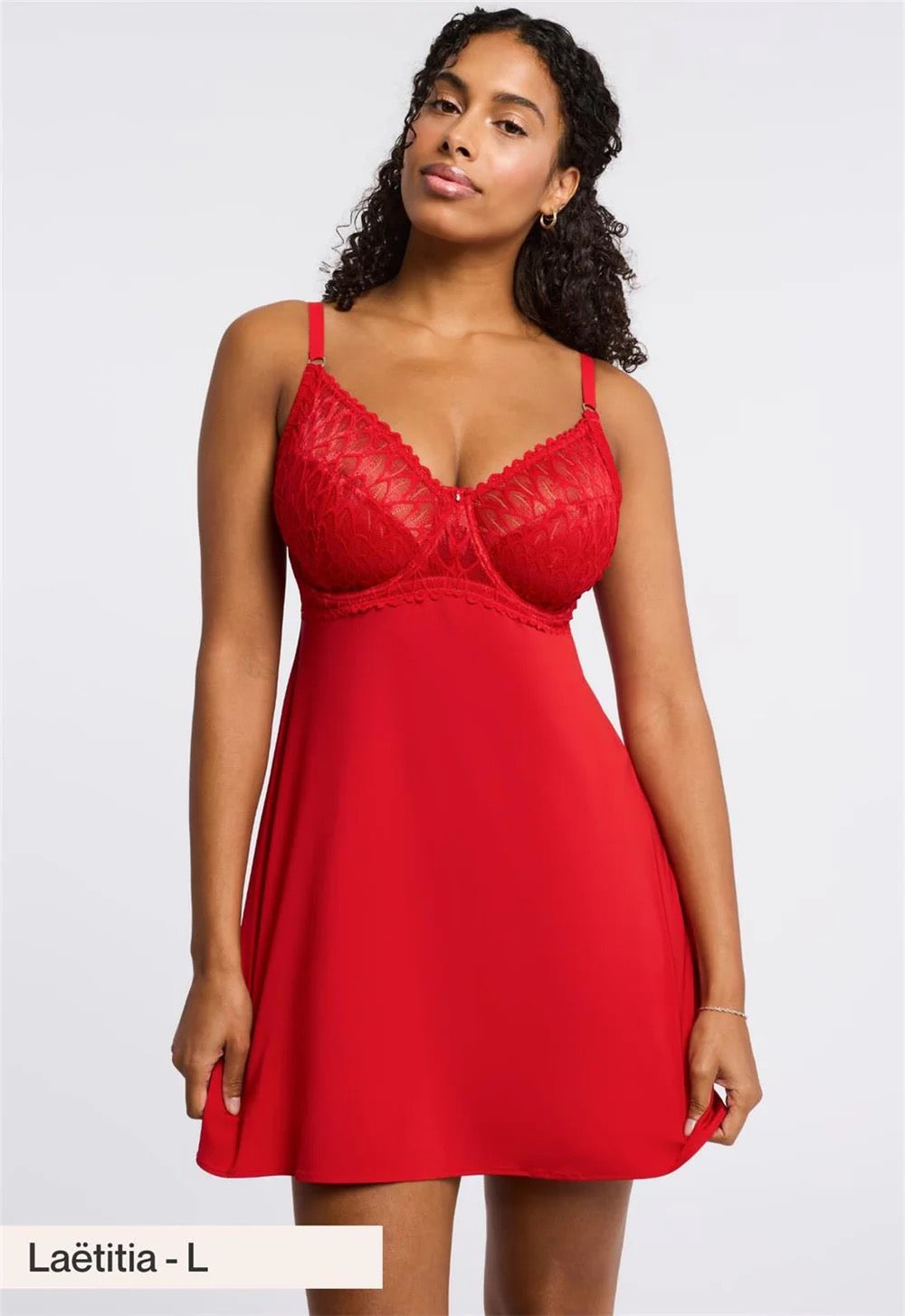 Montelle Lacy Full Cup Muse Babydoll set- Red