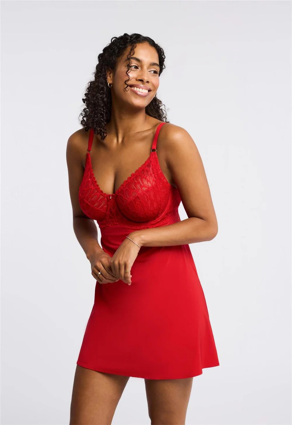 Montelle Lacy Full Cup Muse Babydoll set- Red