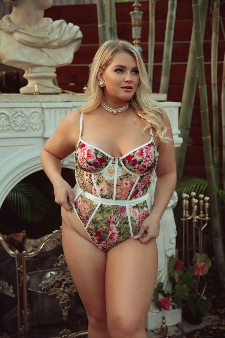 Kilo Brava Embroidered Floral Bodysuit