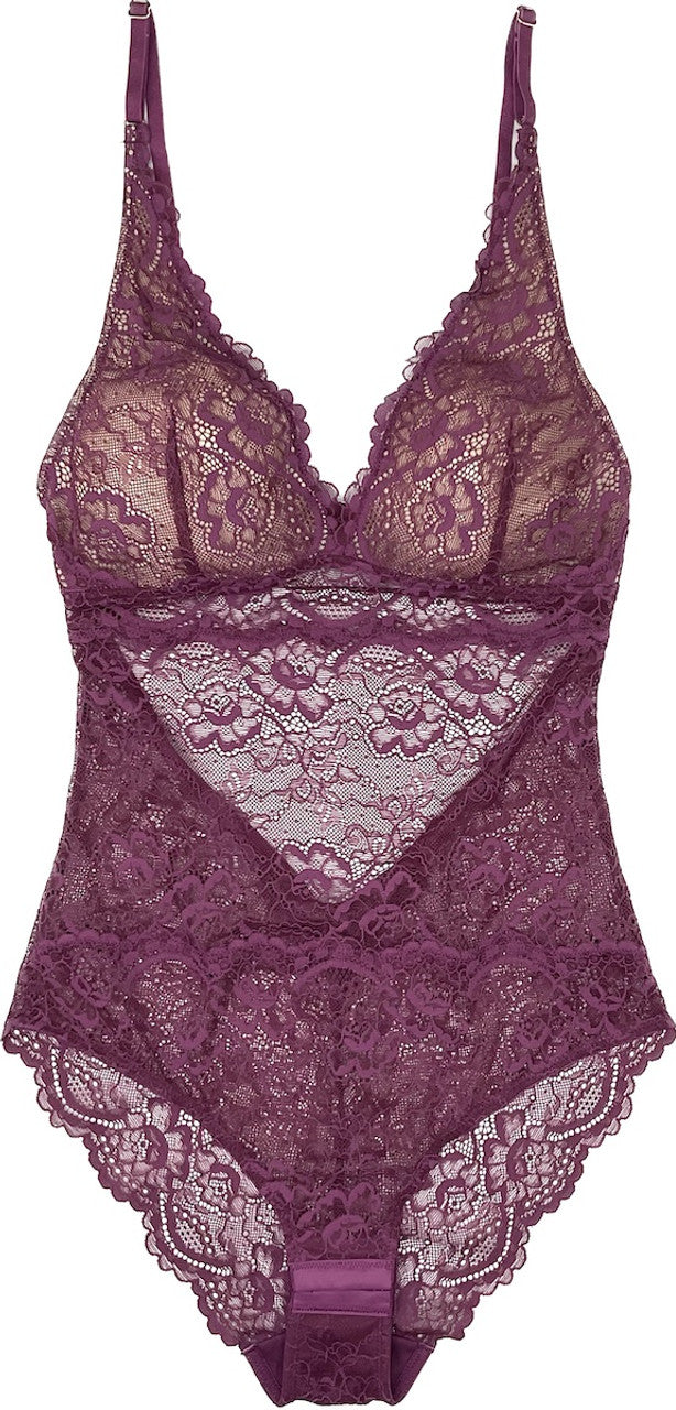 Samantha Chang All Lace Amour Bodysuit- Rosewood