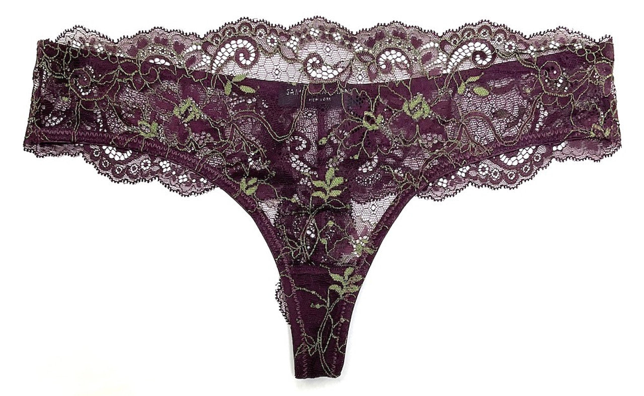 Samantha Chang All Lace Amour Thong- Grape/Chartreuse