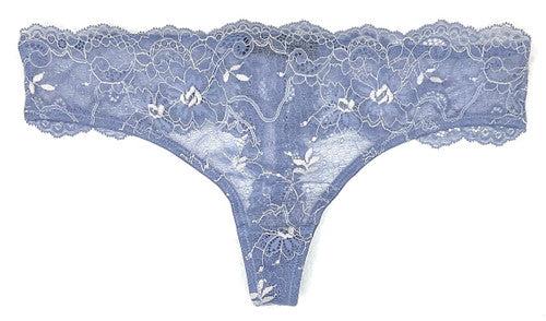 Samantha Chang All Lace Amour Thong -French Blue/Eggshell