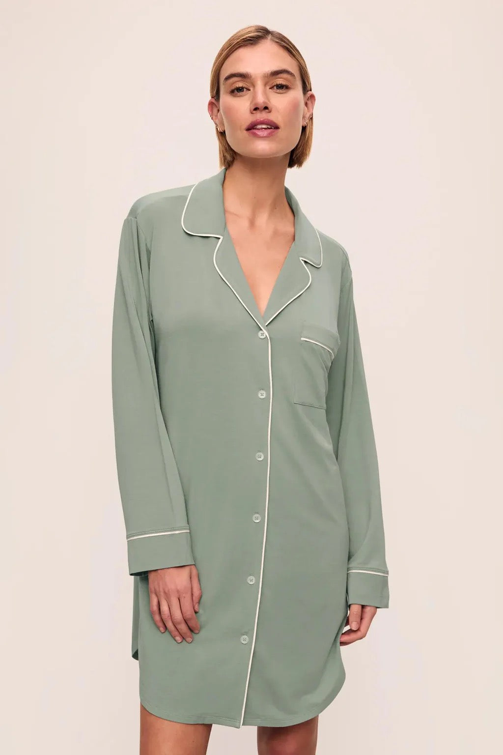 Eberjey Gisele Sleepshirt- Eucalyptus/Ivory