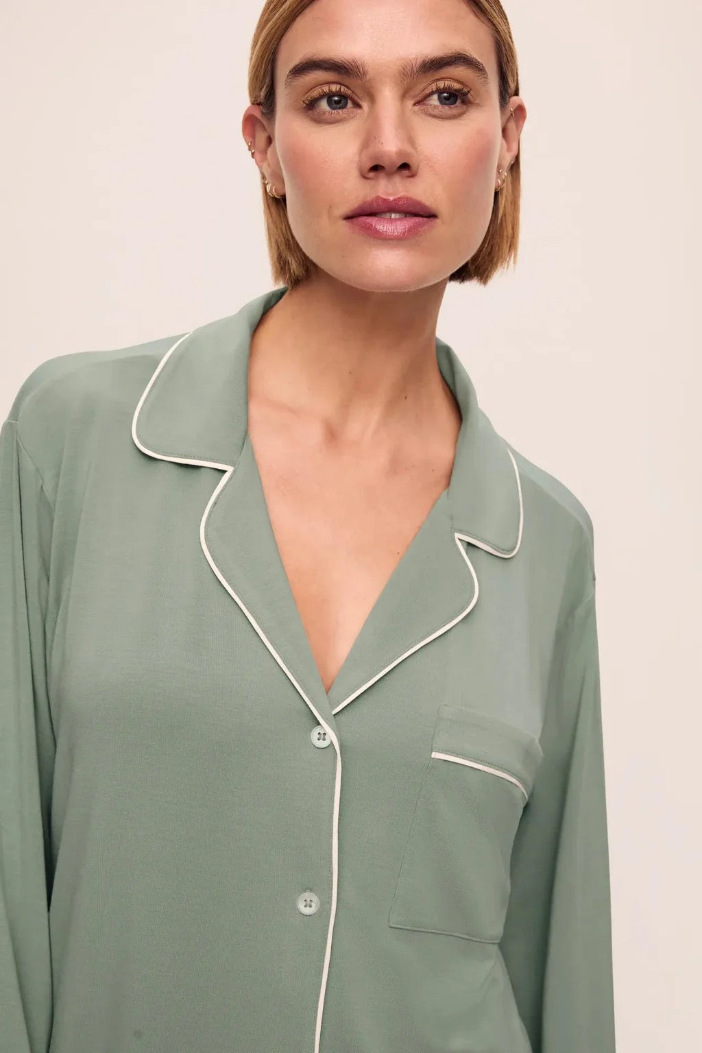Eberjey Gisele Sleepshirt- Eucalyptus/Ivory