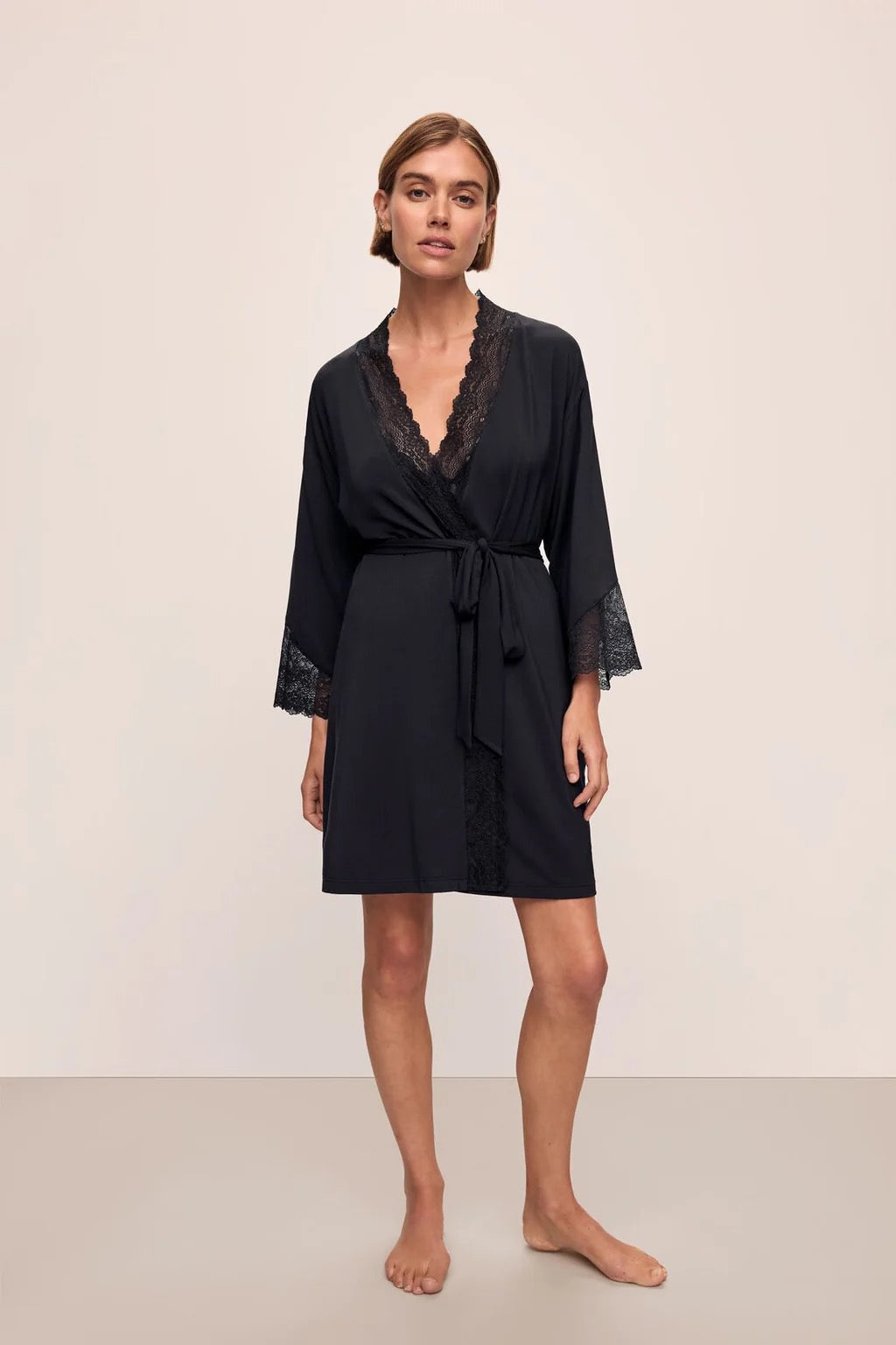 Eberjey Lara Short Robe- Black