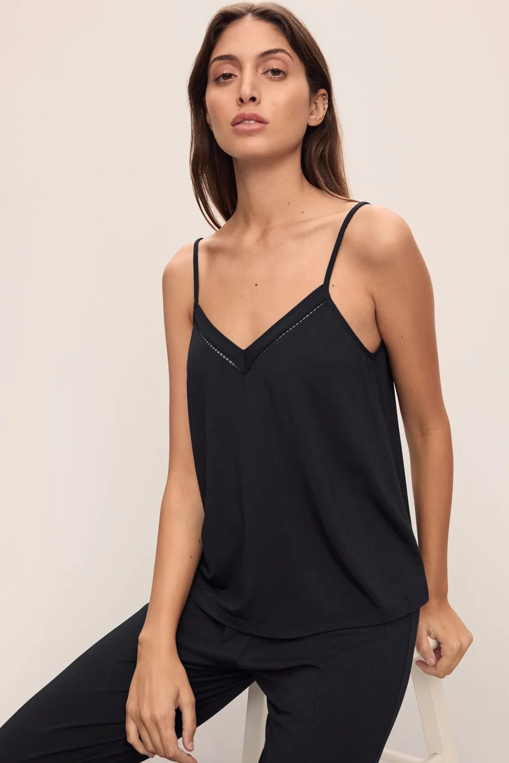 Eberjey Fiona Catnap Cami/Pant Set- Black