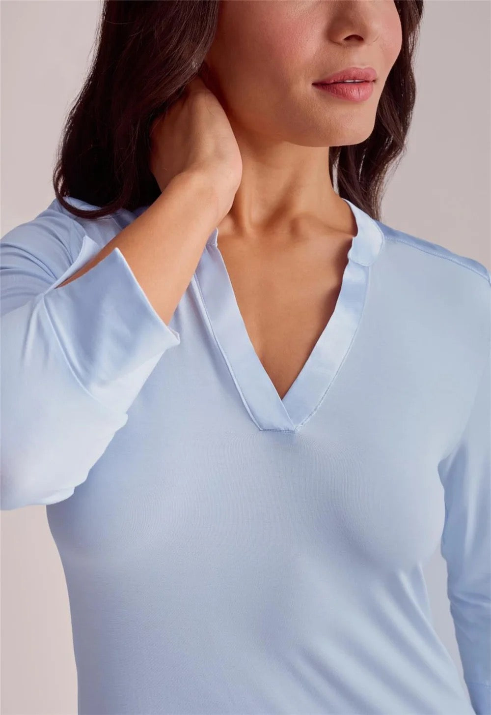 Fleurt V-Neck Nightshirt 3/4 Sleeve - Heaven