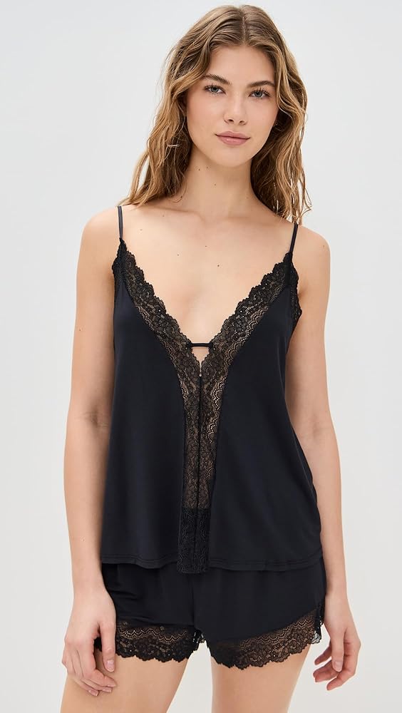 Eberjey Lara Cami and Short Pj Set- Black