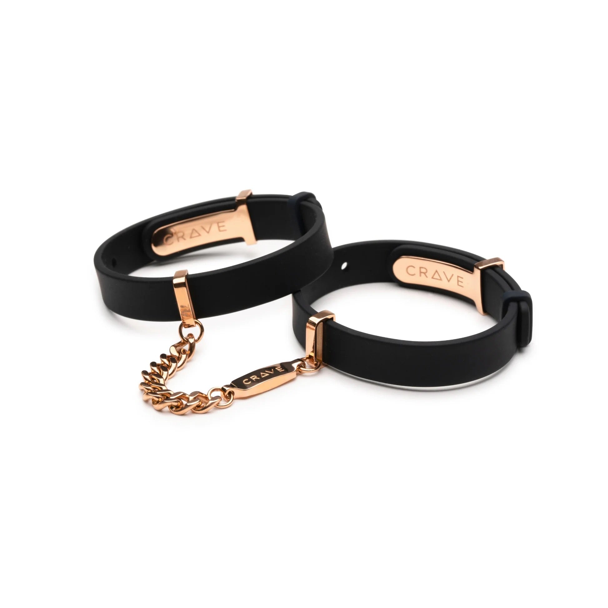 Crave ID Cuffs - Black Silicone/Rose Gold