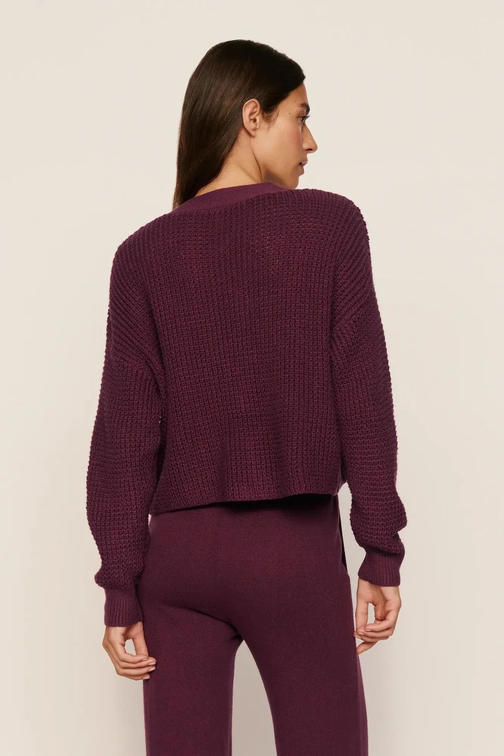 Eberjey Recycled Sweater Cropped Cardigan - Wildberry