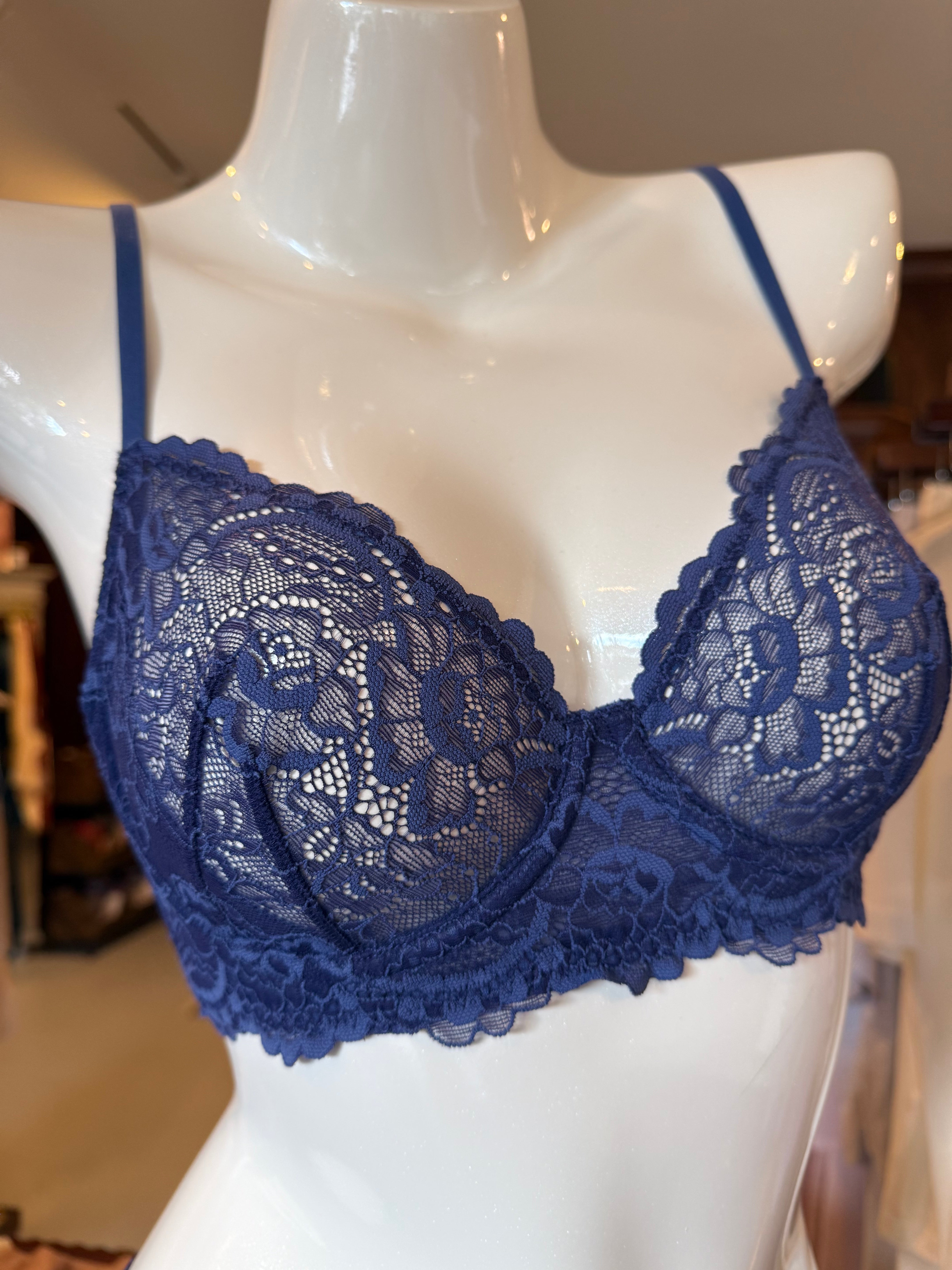 Samantha Chang All Lace Classic Underwire Bra- Lapis