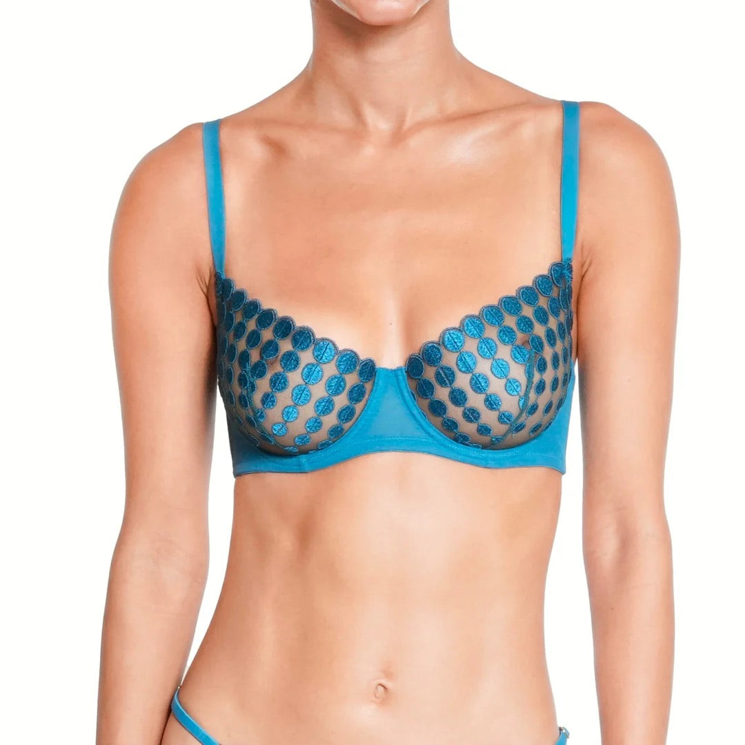Huit Deco Dots Balconette Bra - Turquoise