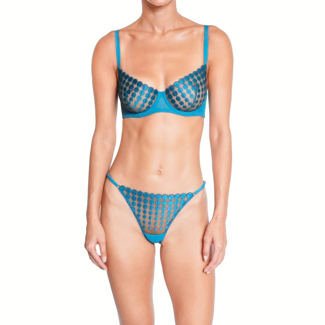 Huit Deco Dots Balconette Bra - Turquoise