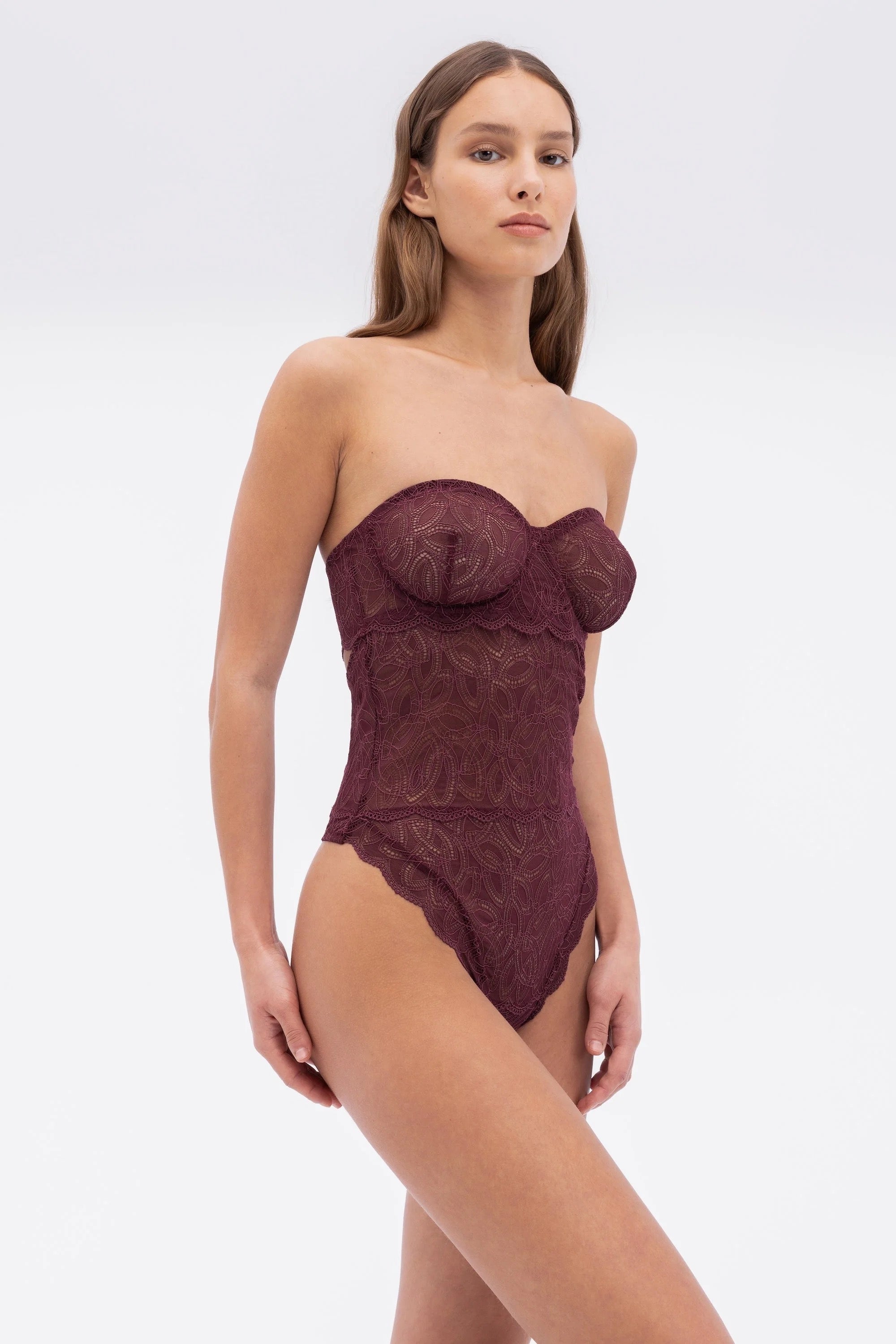 Else Dahlia Underwire Bodysuit - Cherry Lacquer
