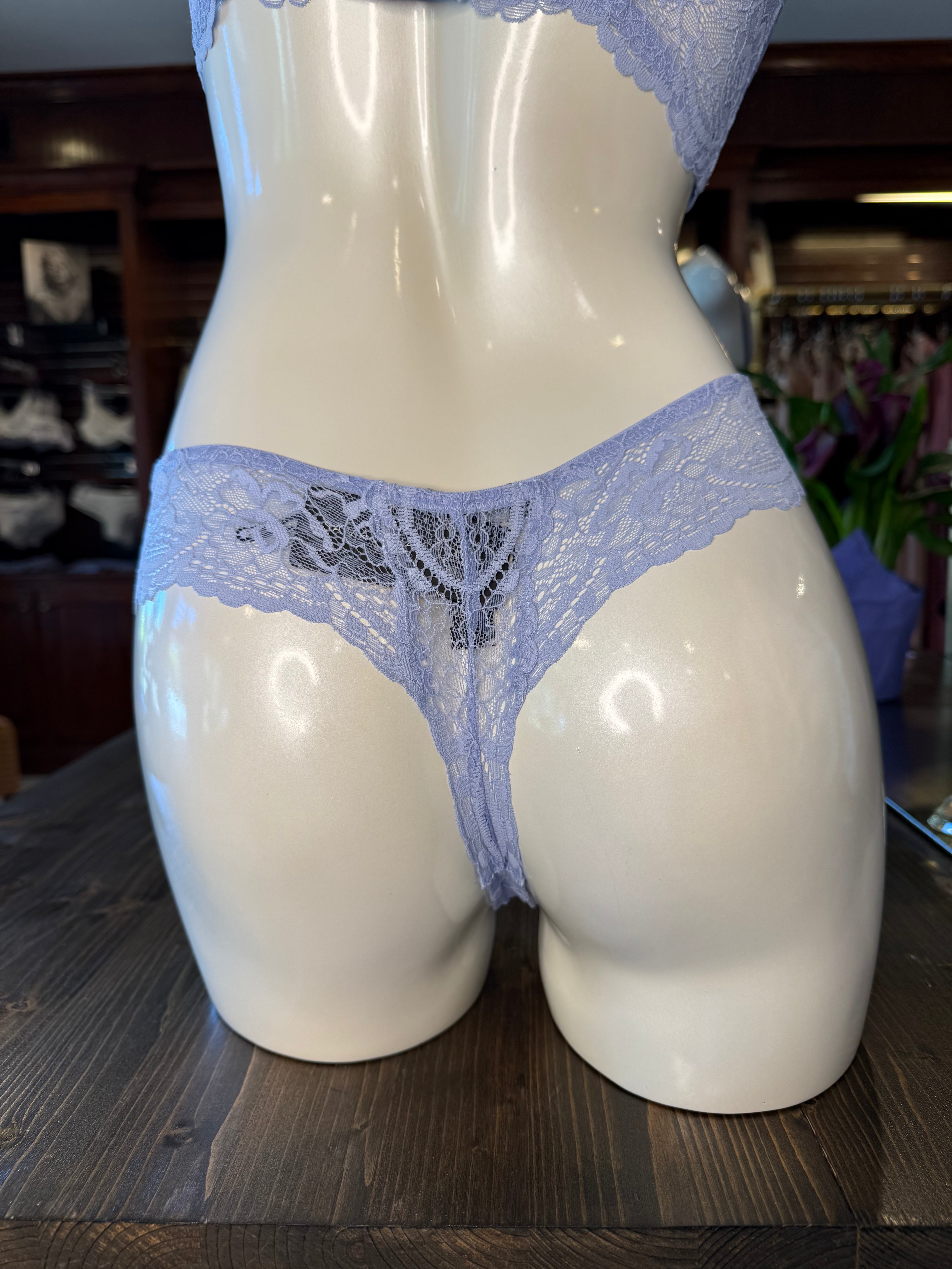 Samantha Chang All Lace Amour Thong - Serenity Blue