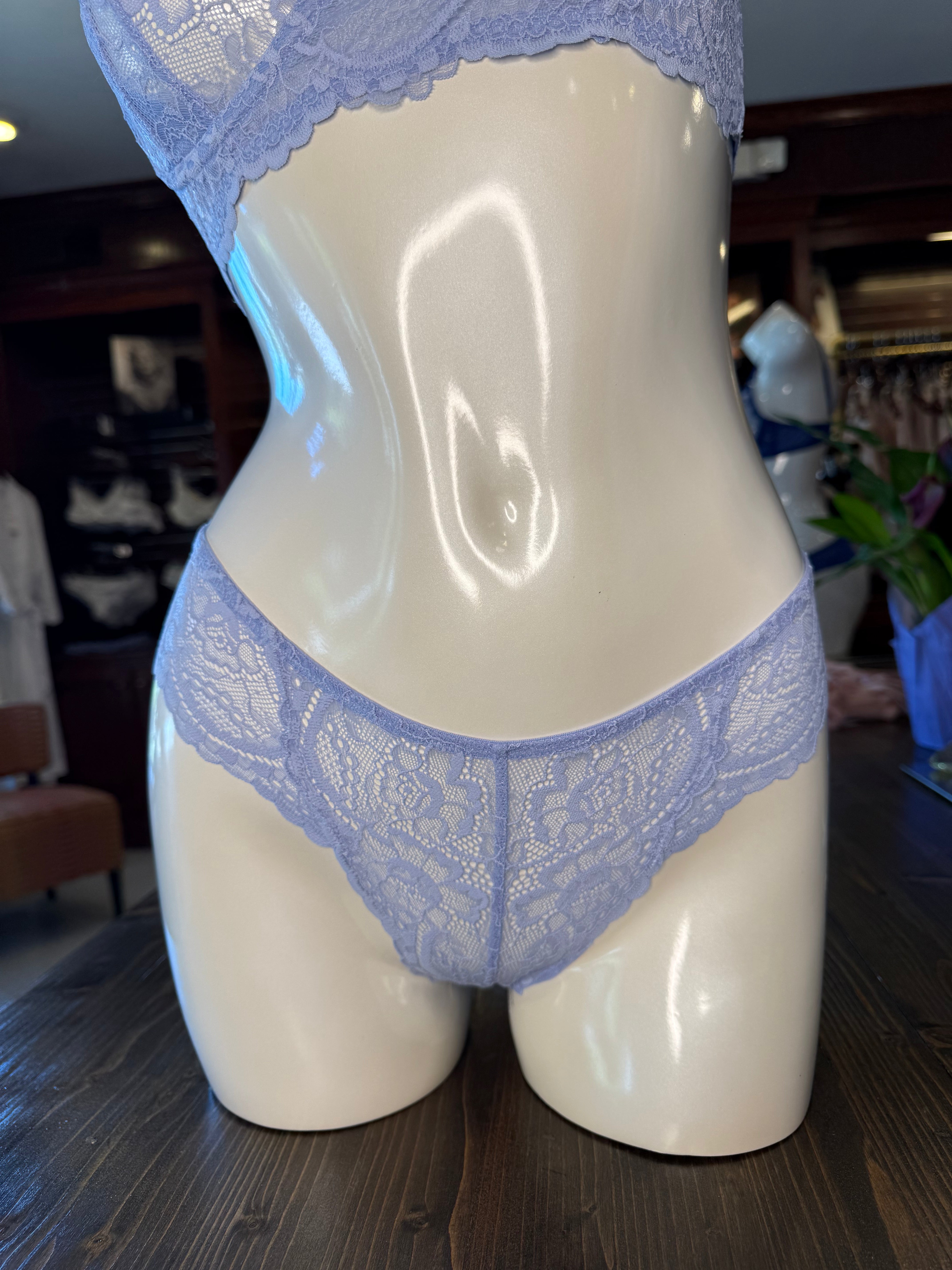 Samantha Chang All Lace Amour Thong - Serenity Blue