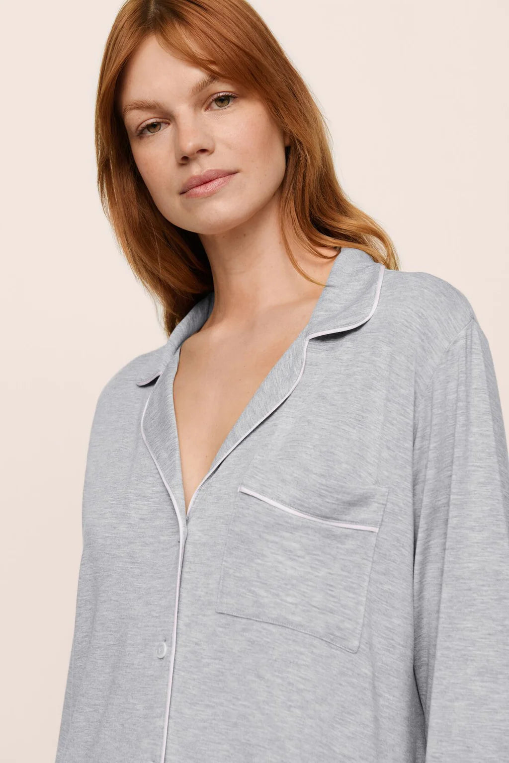 Eberjey Gisele Sleepshirt - Heather Grey/Sorbet Pink