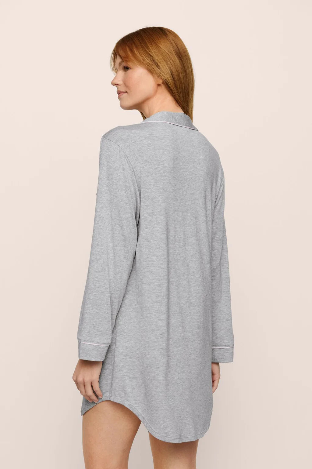 Eberjey Gisele Sleepshirt - Heather Grey/Sorbet Pink
