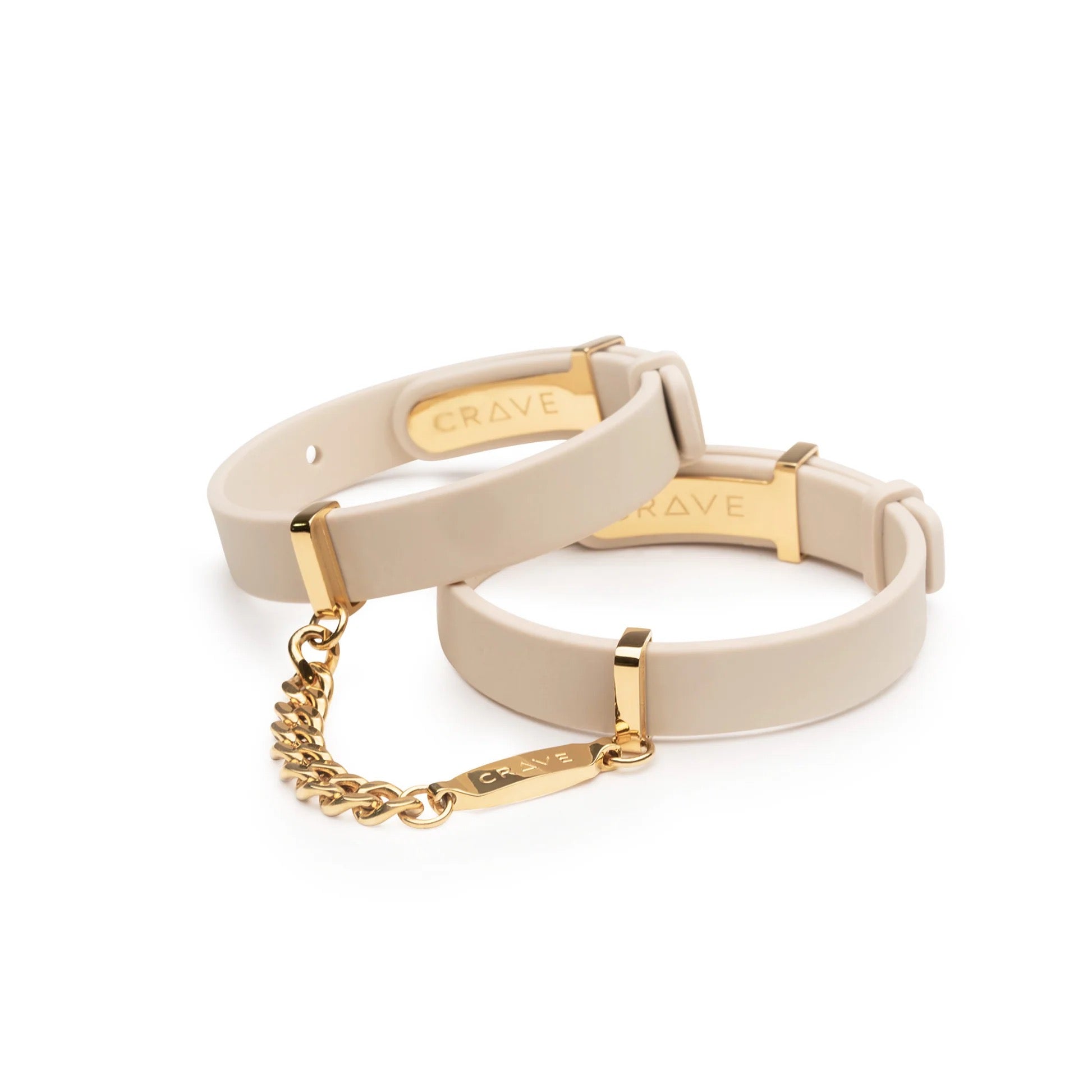 Crave ID Cuffs - Beige Silicone/Gold