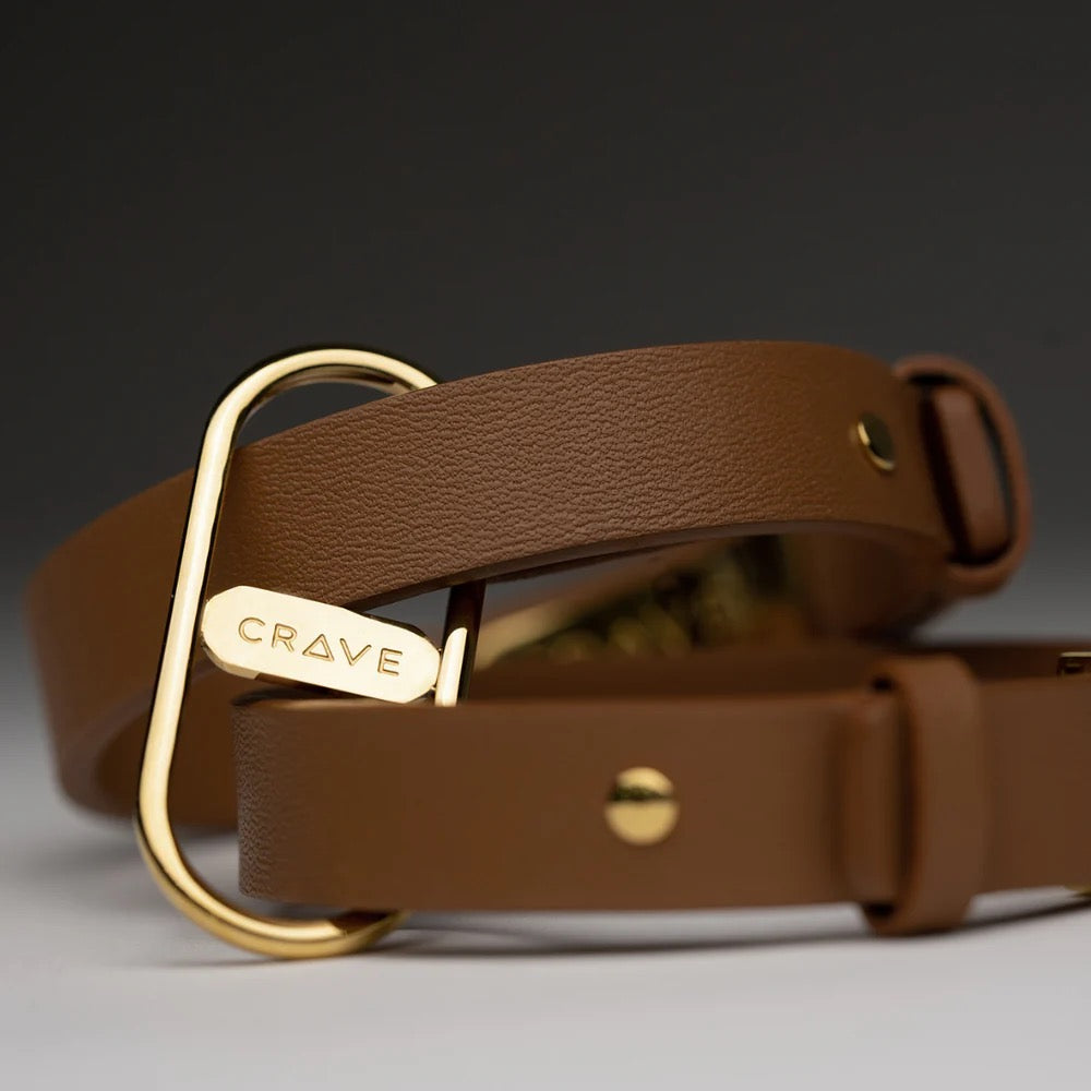Crave Icon Cuffs- Tan Leather/Gold