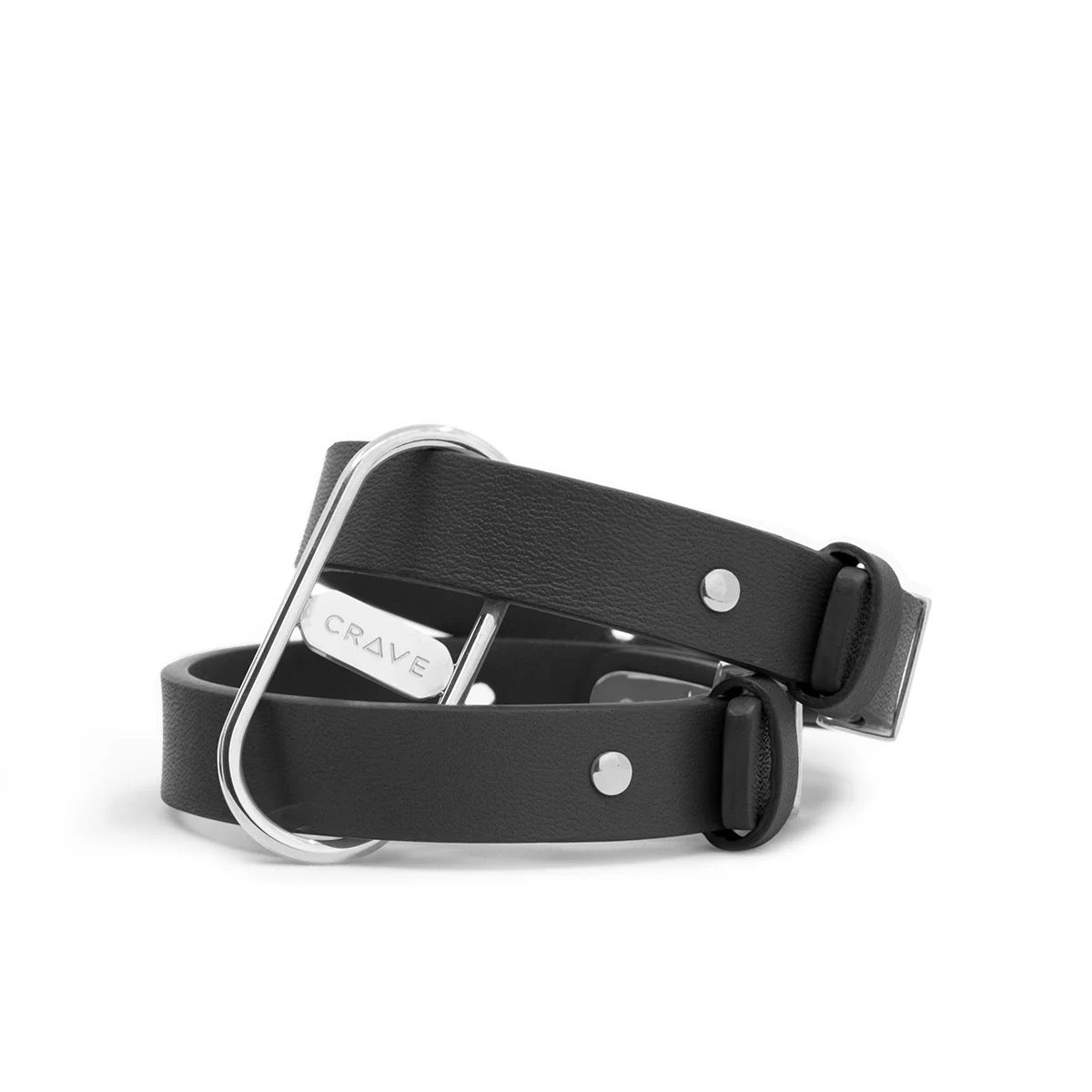 Crave Icon Cuffs- Black Leather/Silver