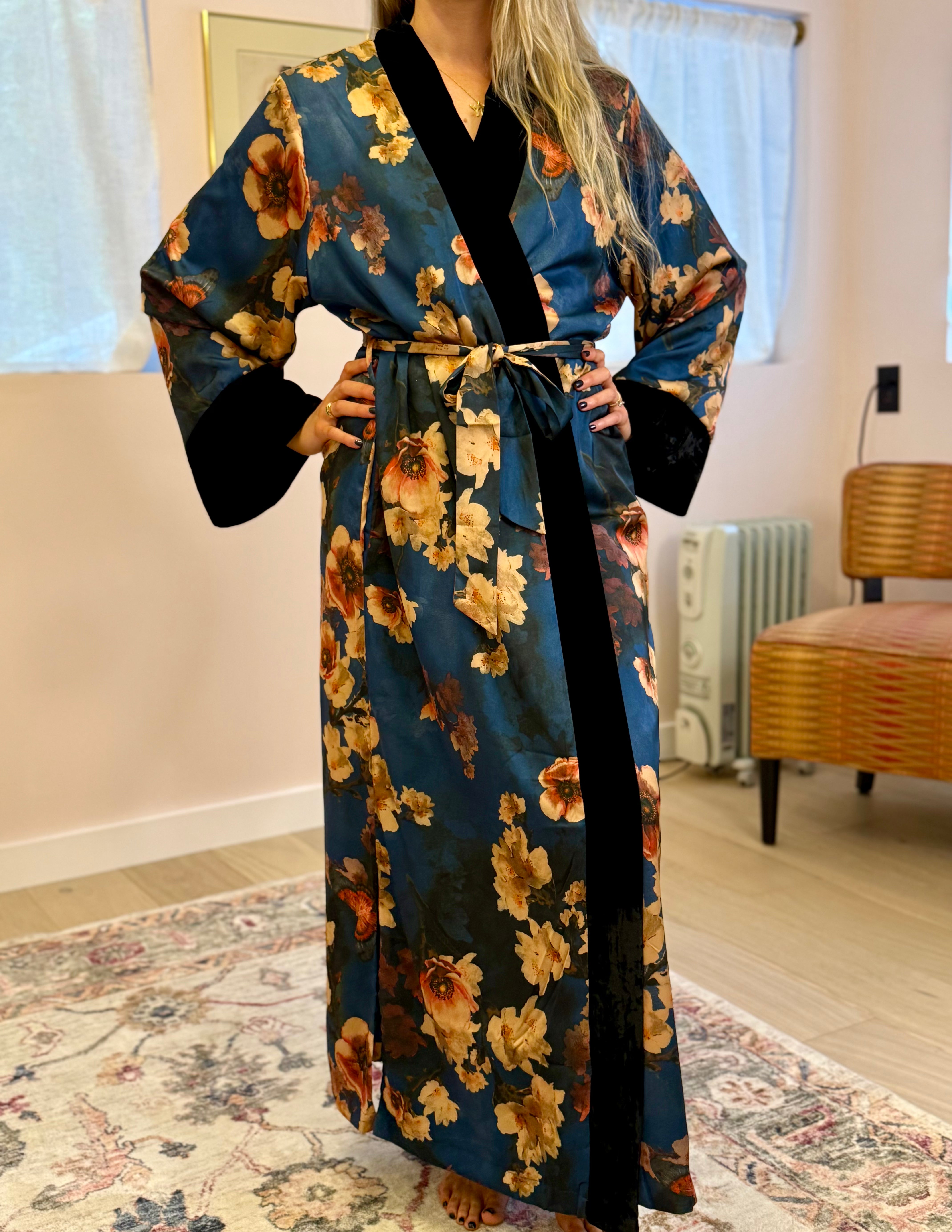 Kim+Ono Azumi Long Kimono Wrap - Navy
