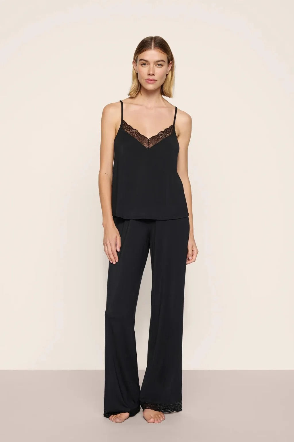 Eberjey Kari Cami/Pant Pj Set - Black