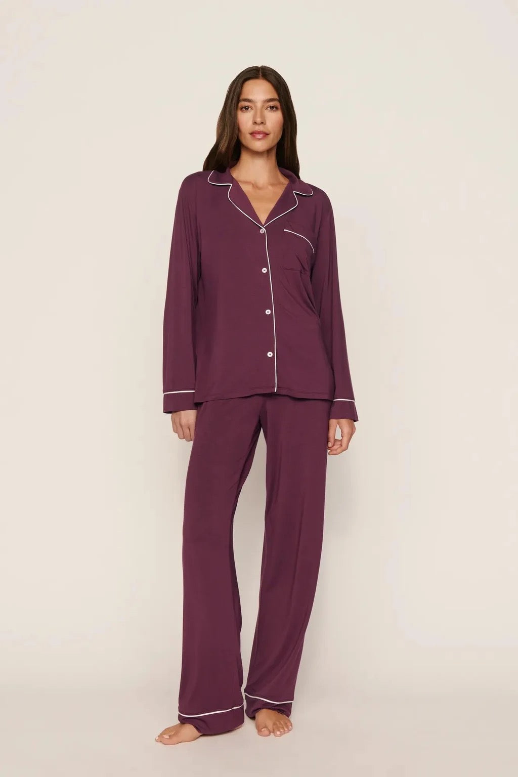 Eberjey Gisele Long Sleeve/Pant Pj Set - Wildberry