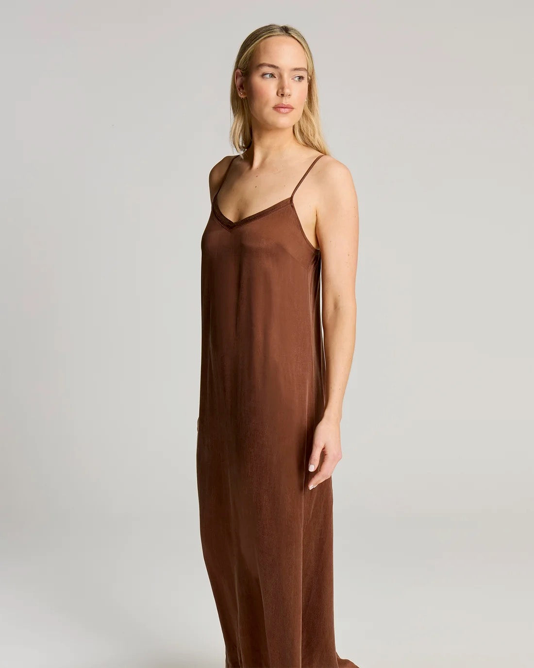 Nudea Eco-Lux Long Slip Dress - Cocoa