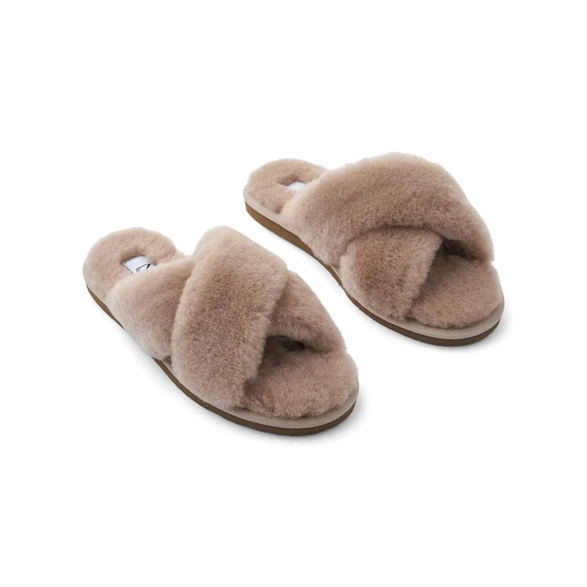 Natures Collection Cross Slippers - Teddy Brown