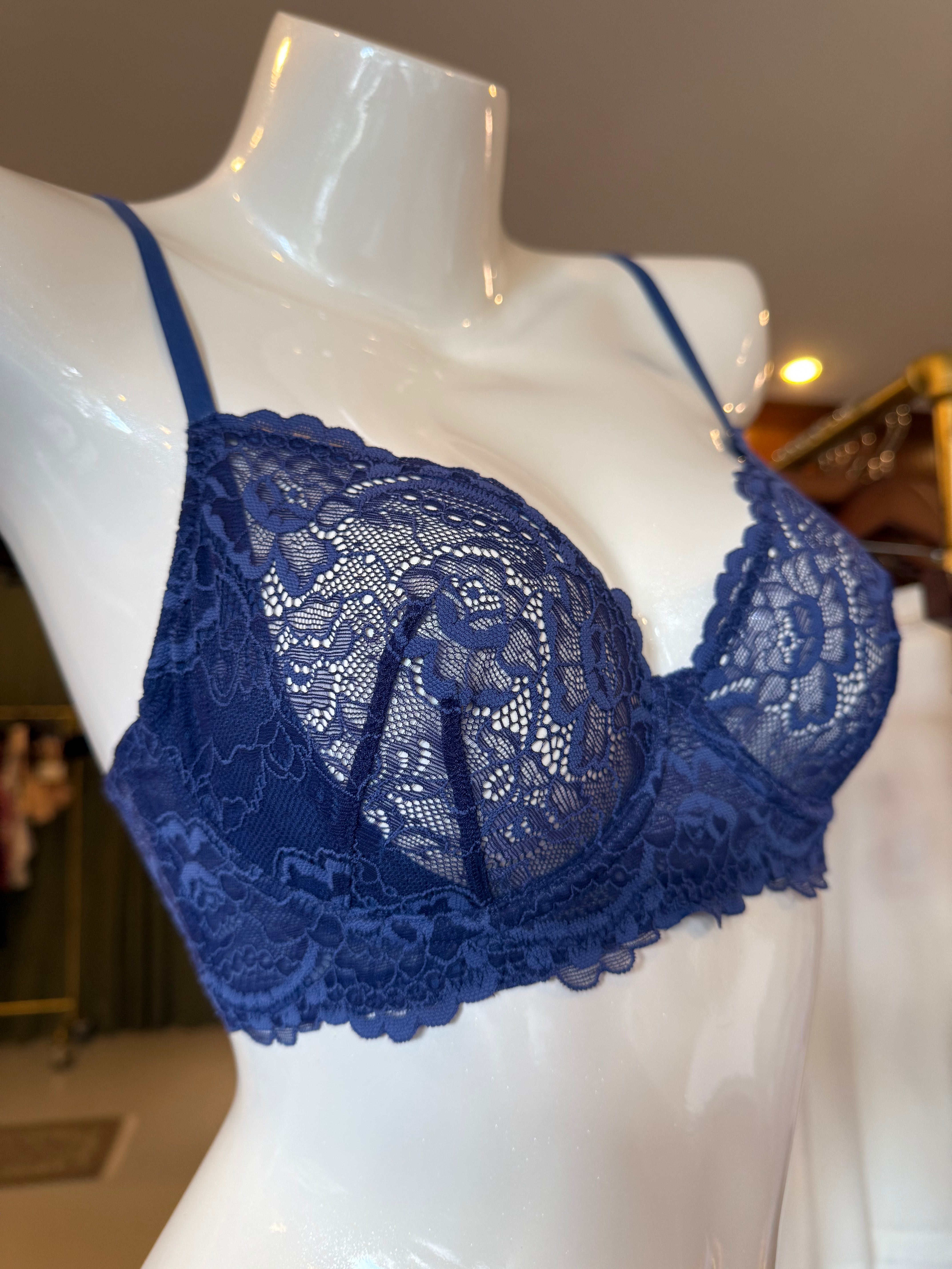 Samantha Chang All Lace Classic Underwire Bra- Lapis