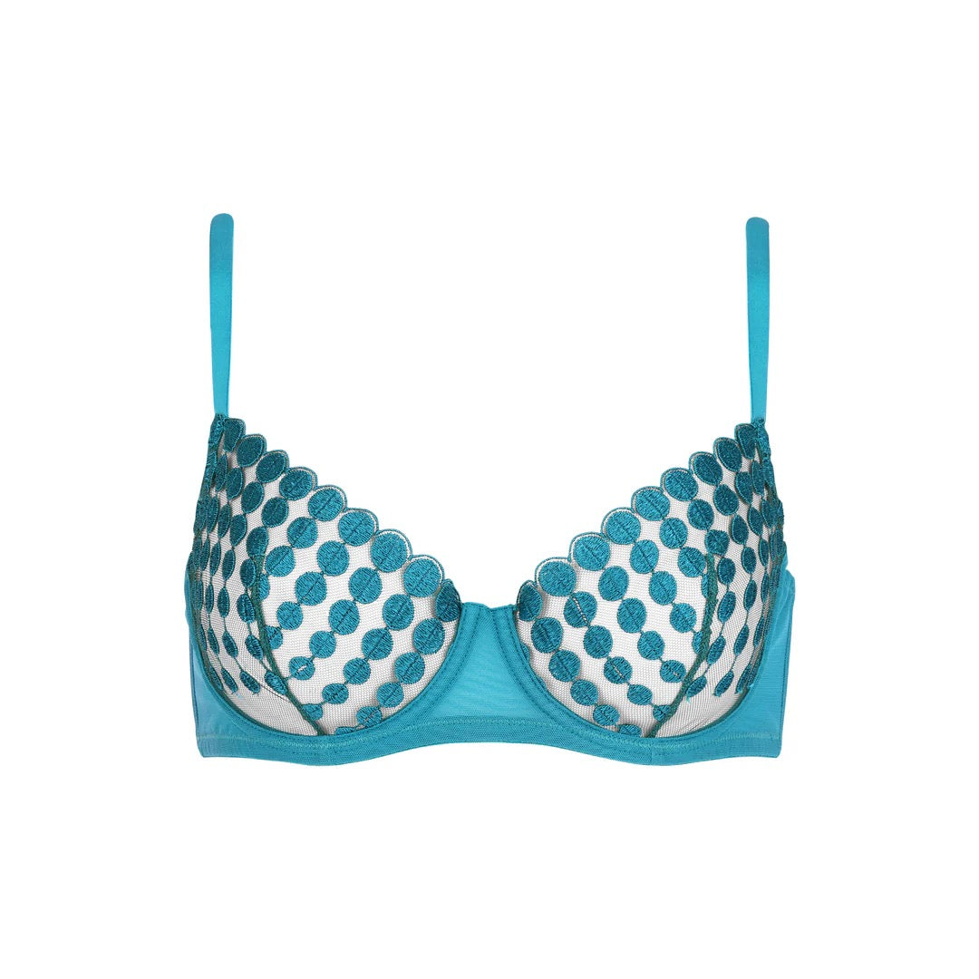 Huit Deco Dots Balconette Bra - Turquoise