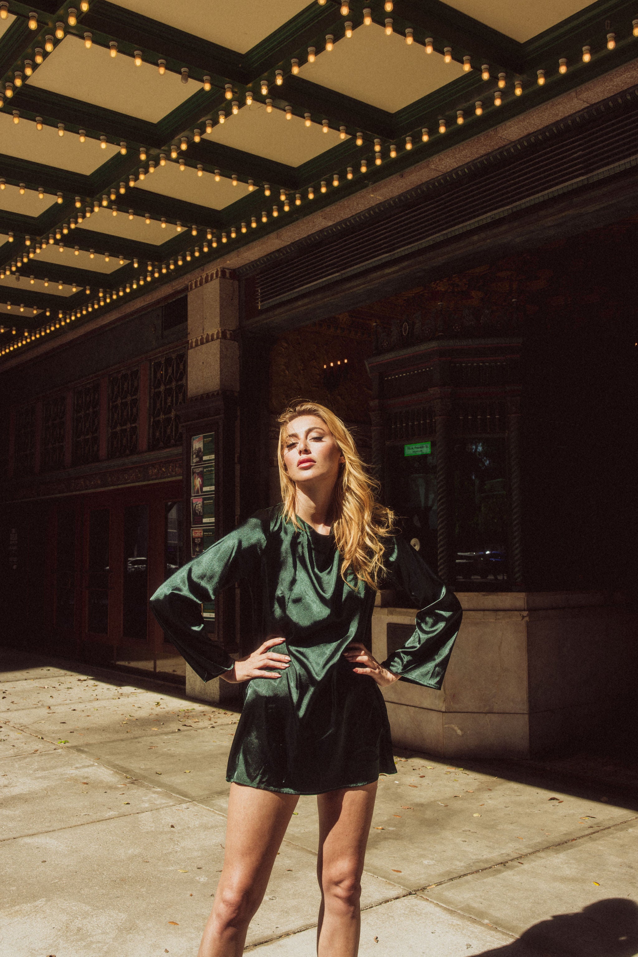 Kilo Brava Cowl Back Mini Dress - Holiday Green